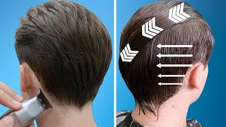 How to CUT MENS HAIR with SCISSORS  Medium Length Middle Part  Step by Step Tutorial [upl. by Xyno544]