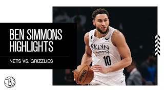 Ben Simmons Highlights  Brooklyn Nets vs Memphis Grizzlies  112022 [upl. by Lepine]