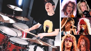 BEST 80s Hair Bands  A drum medley age 13 [upl. by Oisinoid]