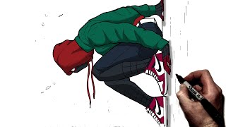 How To Draw Miles Morales Leap of Faith Step By Step  Into The Spiderverse [upl. by Sisile455]