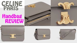 Celine Handbag Classique Triomphe Bag in Shiny Calfskin Pebble Review [upl. by Relyuc]