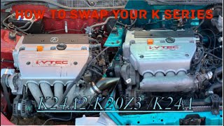 How to swap your k series k20 and k24 spyderEg civic Ek civic part 1 [upl. by Jae267]