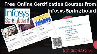 FREE Online Courses with Certificate by Infosys Infosys Spring Board how to select course [upl. by Fasa]