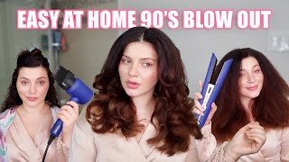 HOW TO GET A SALON BLOW OUT ON CURLY HAIR WITH A STRAIGHTENER [upl. by Aiyram773]