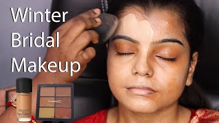 Winter Bridal Makeup Traditional Indian Bridal MakeupStep By Step Long Lasting Bridal Makeup [upl. by Yllil]