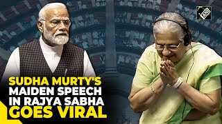 Sudha Murtys maiden Speech in Rajya Sabha Goes Viral PM Modi Praises Her Views [upl. by Newton]