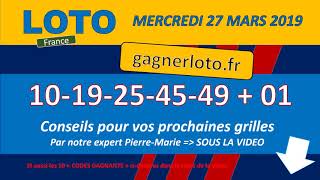 RESULTAT TIRAGE LOTO MERCREDI 27 MARS 2019 [upl. by Ojyllek]