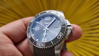 Longines Hydroconquest 41mm with gray dial ceramic bezel and rubber strap on wrist [upl. by Cheffetz]