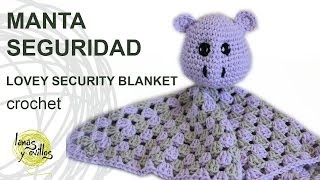 Tutorial Manta Seguridad Crochet o Ganchillo Lovey Hippo [upl. by Jacobson]