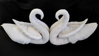 How to Make Swan Towel art  Swan Towel Folding [upl. by Grunenwald451]