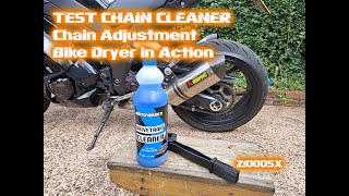 Chain Cleaner Review  Z1000SX Chain Adjust  Bike Dryer in Action 4K [upl. by Crowley]