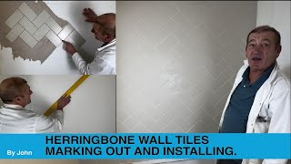 Tiling College  Herringbone wall tiles a lesson in marking out and installing [upl. by Bruno869]