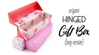 Origami Long Hinged Gift Box Tutorial  Paper Kawaii [upl. by Tracy]