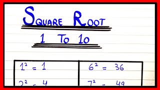 Square 1 to 10  1 to 10 Square  Square Root 1 se 10 Tak  1 se 10 ka Square Root  Square Root [upl. by Lamej]