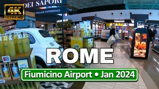 Rome Italy • Fumicino Airport • A Walk From Train Station To T1 • January 24 2024 • 4K [upl. by Aiceila]