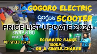 GOGORO ELECTRIC SCOOTER PRICE LIST UPDATE 2024 TOP SPEED 96kph RANGE 100km ON A SINGLE CHARGE [upl. by Ronalda]