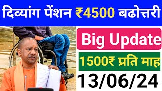 दिव्यांग पेंशन 4500₹ बढ़ोतरी Big UpdateViklang Pension Kab AayegiDivyang Pension Kab Aaegi 2024 [upl. by Adnirual297]