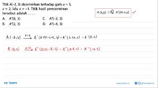 Titik A23 dicerminkan terhadap garis x3 x2 lalu x1 Titik hasil pencerminan tersebut a [upl. by Eralc]