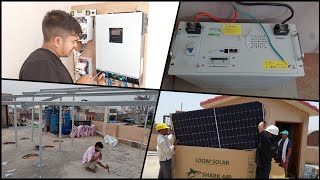 AC चलाने के लिए सोलर सिस्टम 5kw solar system installation Lithium battery caml 48v UP Kanpur Auraiya [upl. by Siroval]