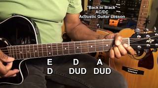 How To Play BACK IN BLACK ACDC ACOUSTIC Guitar For Beginners EricBlackmonGuitar ACDC [upl. by Panthia]