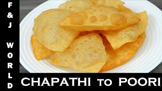 Easy Poori  Easy Poori Recipe  Simple Poori  Chapathi to Poori Recipe  Easy Breakfast Recipe [upl. by Drake]