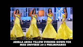 Ariella Arida Yellow Evening Gown for Miss Universe 2013 Preliminaries [upl. by Elish194]