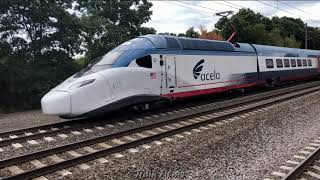 Crazy AlstomAmtrak Avelia Liberty Acela Hornshow Ambulance sounding horn [upl. by Teerell]