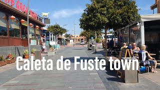 Walk around Caleta de Fuste town center main streets Fuerteventura shops bars restaurants [upl. by Krute]