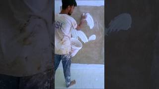 Wall putty design Wall apply popper 1st coat waterproof putty shorts painting design workout [upl. by Nedroj]