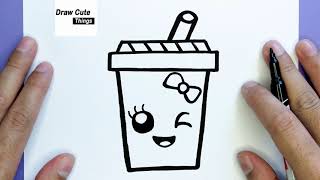 HOW TO DRAW A CUTE DRINK STEP BY STEP SIMPLE EASY AND KAWAII DRAW CUTE THINGS [upl. by Tade]