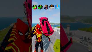 🚘CR7 vs Messi vs Mbappe vs Neymar vs Spiderman Characters⚽️beamngdrive simulator shorts football [upl. by Ynalem]