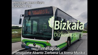 Bizkaibus  Timelapse Línea 3321 PortugaleteAbando ZierbenaLa ArenaMuskiz [upl. by Bree]