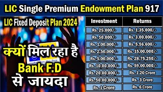 LIC Single Premium Endowment Plan 917  LIC Fixed Deposit Plan 2024  Best Lumpsum Investment [upl. by Daven]