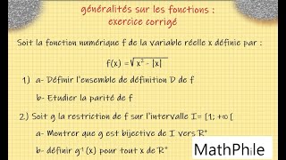 Généralités sur les fonctions 1er bac SM exercice 1 [upl. by Kramal]