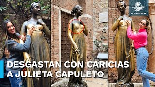 La valiosa escultura de Julieta Capuleto desgastada por las quotcariciasquot de turistas en Verona [upl. by Enywtna496]