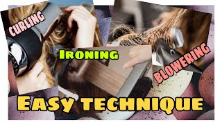 Best TECHNIQUE in hair IRONING CURLING amp BLOWERING [upl. by Angrist]