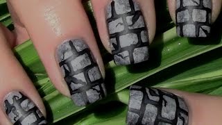 Mauer Muster Nageldesign grau selber malen  Matt Naildesign Tutorial Herbst  Material Nails [upl. by Genesia351]