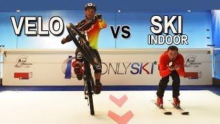 VELO SUR UN TAPIS ROULANT GEANT  SKI Indoor VS VELO [upl. by Enitsirhk]