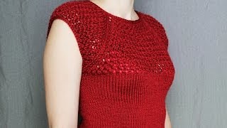 How to knit womens short sleeve sweater  video tutorial with detailed instructions [upl. by Malissia]