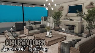 ROBLOX  Bloxburg Huge Luxurious Apartment Building Speedbuild  Tutorial  Interior Pt1  Ellvoi [upl. by Ennalyrehc73]