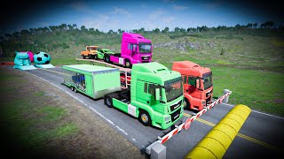 TRANSPORTING PIXAR CARS amp FRUITS WITH COLORED amp JOHN DEERE vs CLAAS vs TRACTORS  BeamNGdrive 34 [upl. by Rehpotsirhc31]