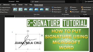 ESIGNATURE TUTORIAL  HOW TO PUT SIGNATURE USING MICROSOFT WORD [upl. by Hasila]