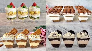 4 Easy NO BAKE Dessert Cup Recipes No Eggs No Gelatine No Alcohol [upl. by Gonta]