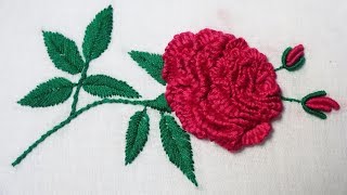 Hand Embroidery  Brazilian Embroidery  Rose [upl. by Luther]