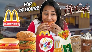 Eating only NEW MC DONALDS for 24 HOURS  Food Challenge [upl. by Ploss759]