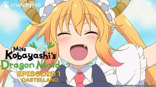 Miss Kobayashis Dragon Maid  Ep 1 ¡Tohru la sirvienta más fuerte de la historia en castellano [upl. by Fionna]