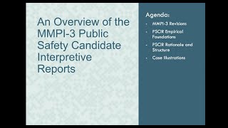 MMPI3 Public Safety Candidate Interpretive Reports PSCIRs Overview Webinar [upl. by Idissac]