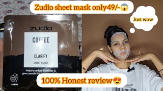 Rs49🤯Zudio sheet mask honest reviewWithout any filterCoffee sheet mask zudiosheetmask howtouse [upl. by Andert]