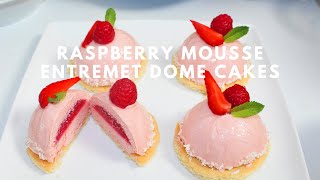 How to make Raspberry Mousse Entremet Dome Cakes [upl. by Bashemeth]