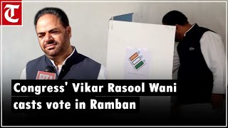 Congress candidate from Banihal Assembly constituency Vikar Rasool Wani casts vote in Ramban [upl. by Phelgon389]